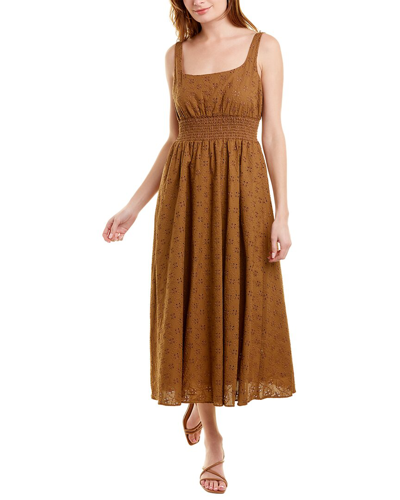 Pearl By Lela Rose Floral Eyelet Midi Dress In Brown