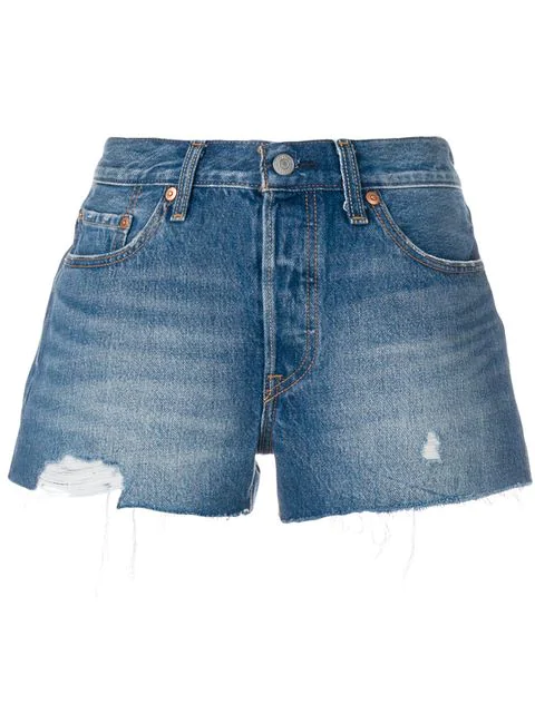 Levi's Distressed Denim Shorts In Blue | ModeSens