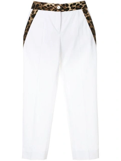 Dolce & Gabbana Leopard Trim Cropped Trousers In White
