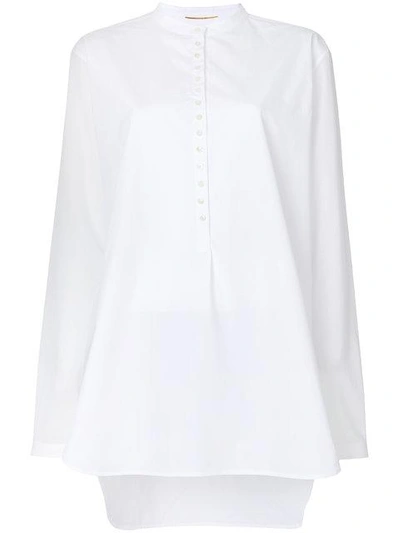 Saint Laurent Buttoned Long Blouse In White