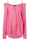 Theory Off Shoulder Shirt In Pink