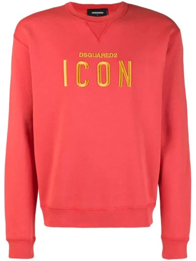 Dsquared2 Icon Red Embroidered Cotton Sweatshirt