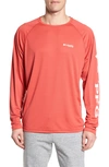 Columbia Pfg Terminal Tackle Performance T-shirt In Sunset Red/ White