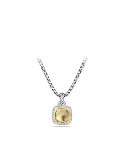David Yurman Albion Pendant With Champagne Citrine And Diamonds With 18k Gold In Silver/gold