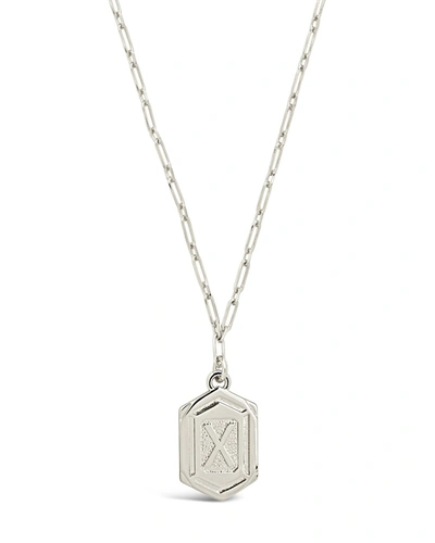 Sterling Forever Hexagon Tag Initial Necklace In Silver