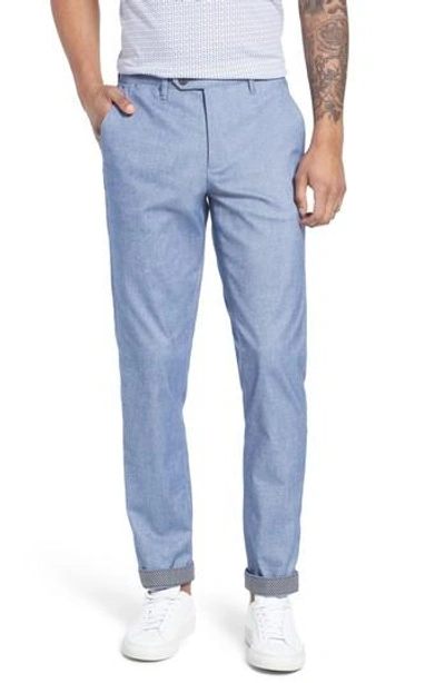 Ted Baker Volvek Classic Fit Trousers In Mid Blue