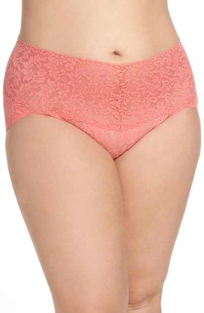 Hanky Panky Plus Size Signature Lace Retro Vikini 9k2124x In Peachy Keen