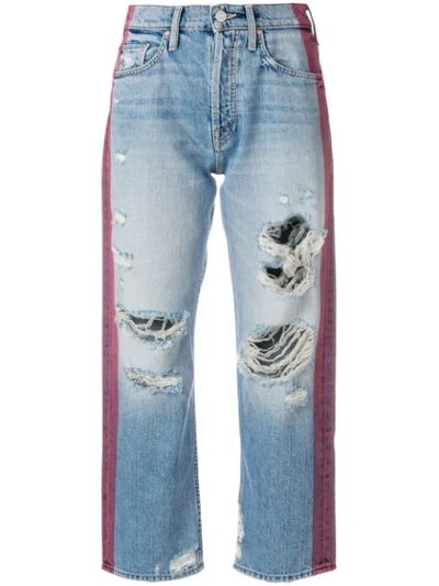 Mother Thrasher Wide-leg Jeans With Side Stripe, Multi In Striped Hanging By A Thread