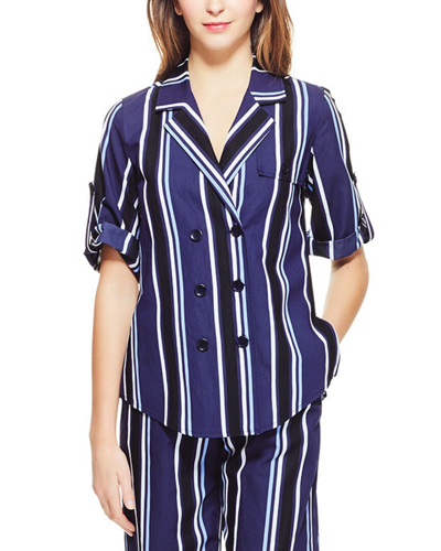 Pearl By Lela Rose Striped Camp Shirt In Nocolor
