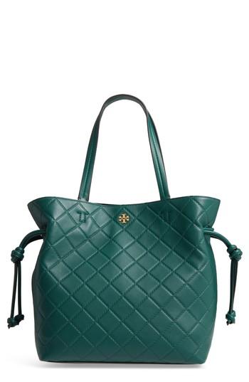 Tory Burch Georgia Slouchy Quilted Leather Tote - Green In Malachite ...