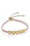 Monica Vinader Engravable Linear Bead Friendship Bracelet In Ballet Pink/ Yellow Gold