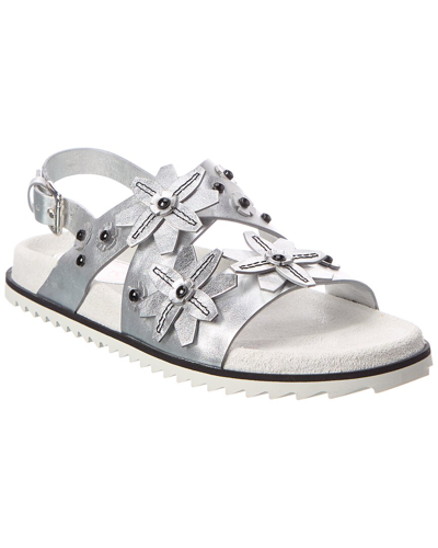 Tod's Tods Leather Sandal In Silver