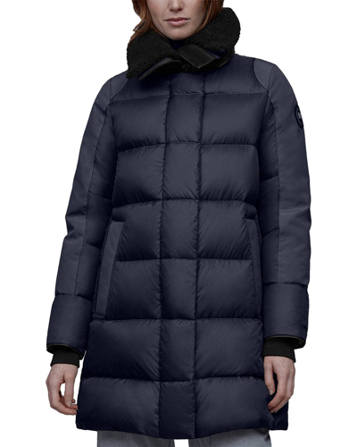 Canada Goose Altona Black Label Leather-trim Down Parka In Blue
