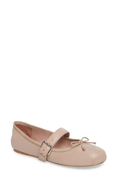 Grey City Molly Mary Jane Flat In Pink Leather