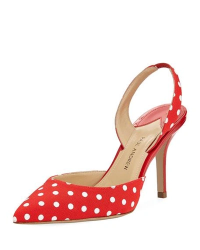 Paul Andrew Polka Dot Passion Slingback Pump In Hibiscus