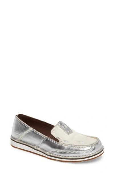 Ariat Cruiser Genuine Calf Hair Slip-on Loafer In Silver Stream Calf Hair/ Suede