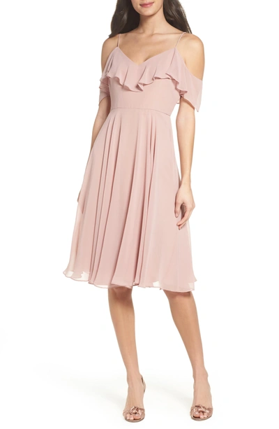 Jenny Yoo Kelli Cold Shoulder Chiffon Dress In Whipped Apricot ModeSens