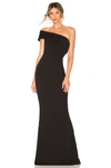 Katie May Titan One-shoulder Cutout Crepe Gown In Black