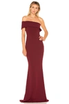 Katie May Titan One-shoulder Cutout Crepe Gown In Bordeaux