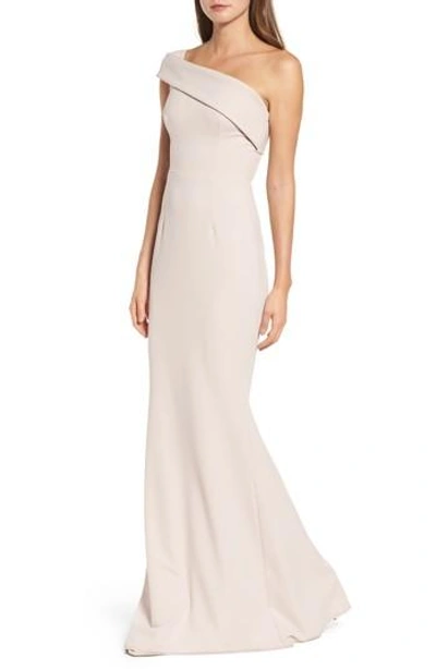 Katie May Titan One-shoulder Cutout Crepe Gown In Ballet