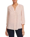 Nydj V-neck Pleated Blouse In Coral