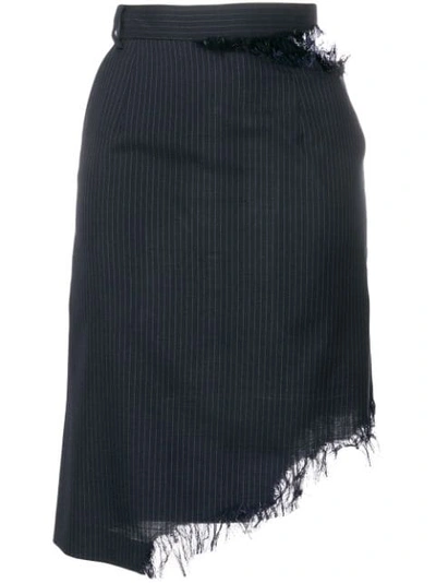 Facetasm Asymmetrical Pinstriped Wool Skirt In Navy