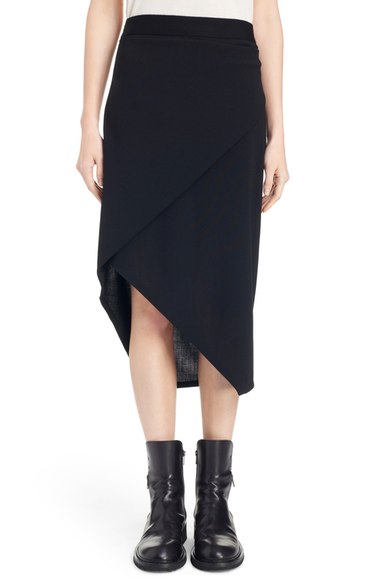 Ann Demeulemeester Asymmetrical Stretch Wool Skirt In Black | ModeSens