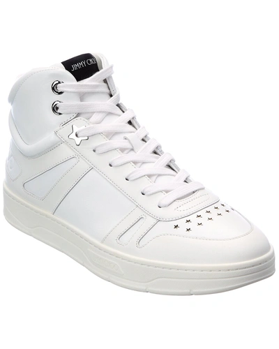 Jimmy Choo Hawaii/m Leather High-top Sneaker In White