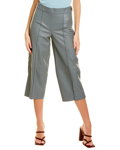 Vince Leather Crop Wide Pant In Blue