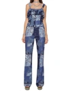 Moschino Ruffled Patch Detail Jumpsuit In Multicolor
