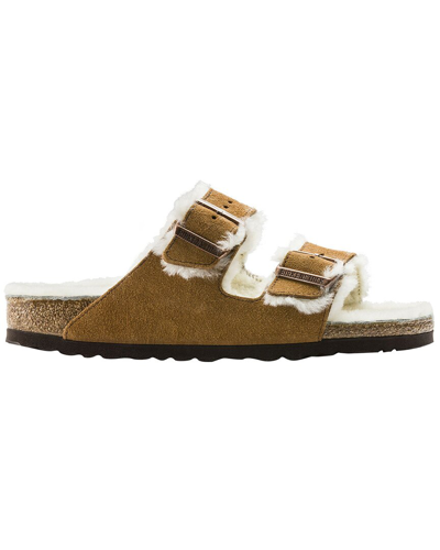 Birkenstock Women's Arizona Shearling Narrow Sandal In Brown