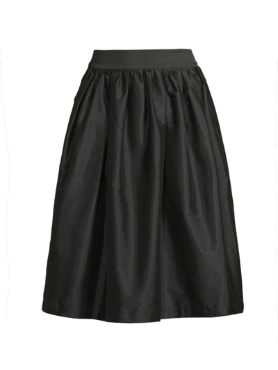 Frances Valentine Ruched A-line Midi Skirt In Black