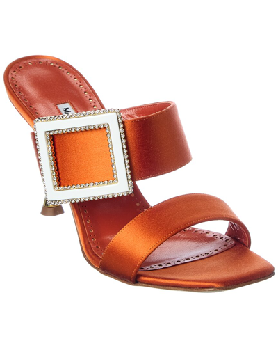 Manolo Blahnik Tuliaba 90 Satin Sandal In Orange