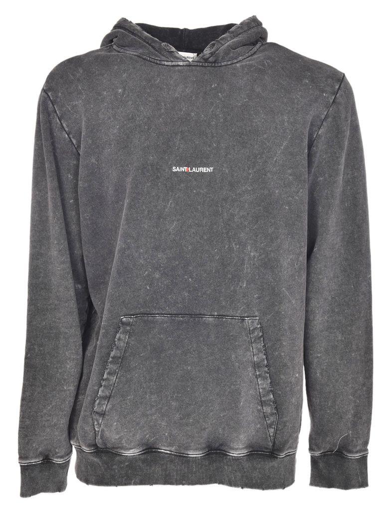 saint laurent distressed logo hoodie