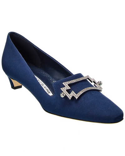 Manolo Blahnik Ansulialo 30 Silk Pump In Blue