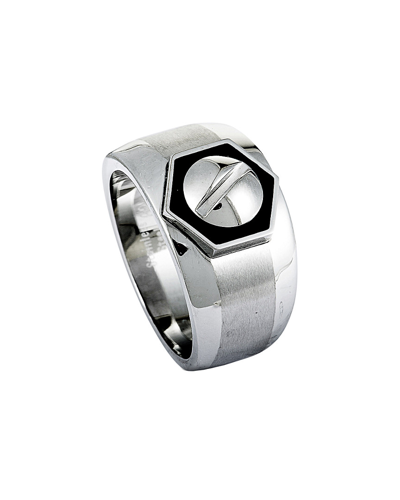 Charriol Rotonde Stainless Steel Black Epoxy Band Ring In Silver