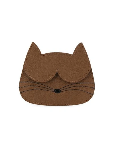 Sarah Chofakian Cat Cardholder In Brown