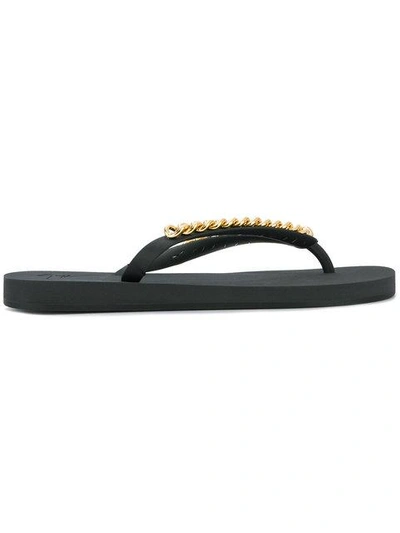 Giuseppe Zanotti Hollywood Flip Flop Sandals In Black/ Gold