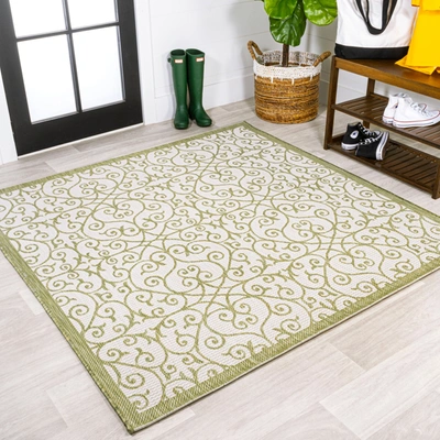 Jonathan Y Madrid Vintage Filigree Textured Weave Indoor/outdoor Green/cream Square Area Rug