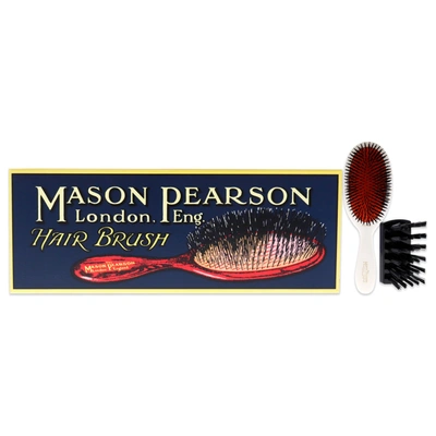 Mason Pearson Extra Small Pure Bristle Brush - B2 Ivory By  For Unisex - 2 Pc Hair Brush And Cleaning In White