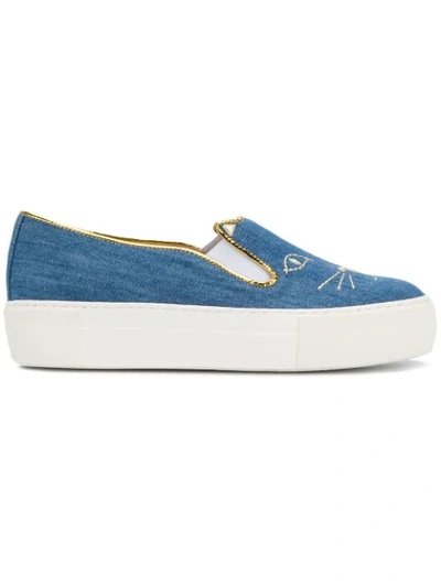 Charlotte Olympia Blue Denim Cool Cats Sneakers