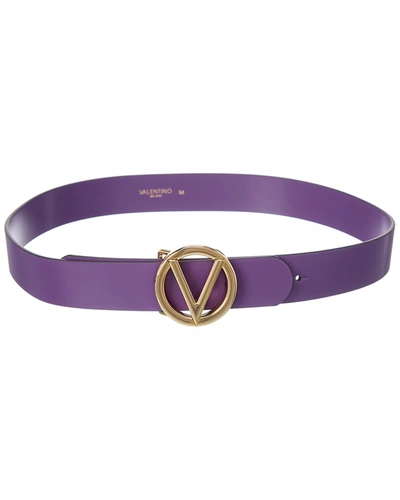 Valentino By Mario Valentino Bessy Gold Leather Belt In Purple