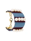 Marni Woven Pearl Cuff Bracelet In Blue