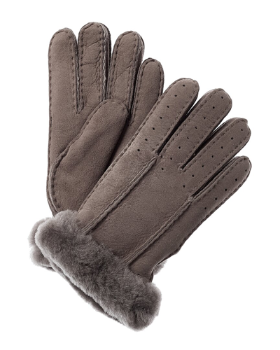 Ugg Classic Perforated Two Point Suede Gloves In Grey