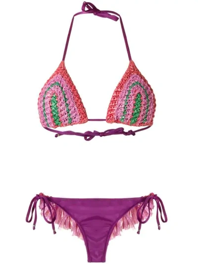 Amir Slama Triangle Bikini Set In Pink