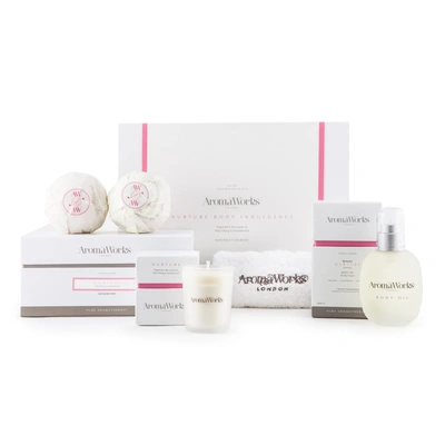 Aromaworks Nurture Body Indulgence Set By  For Unisex - 5 Pc Set 3.4oz Body Oil, 2.6oz Candle, 2pcs D In White