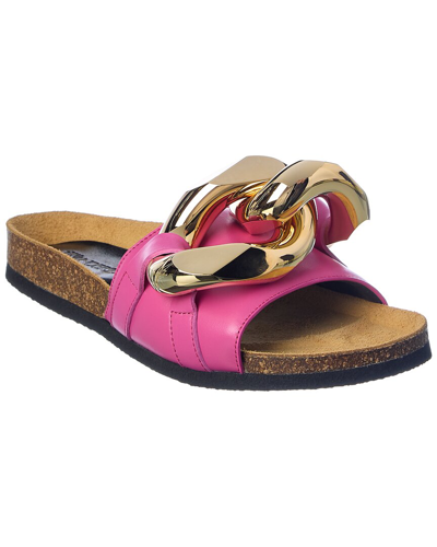 Jw Anderson Chain Leather Sandal In Pink