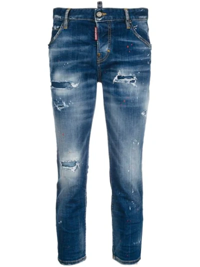 Dsquared2 Boyfriend Cropped Jeans In Blue