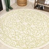 Jonathan Y Charleston Vintage Filigree Textured Weave Indoor/outdoor Green/cream Round Area Rug In Cream/green