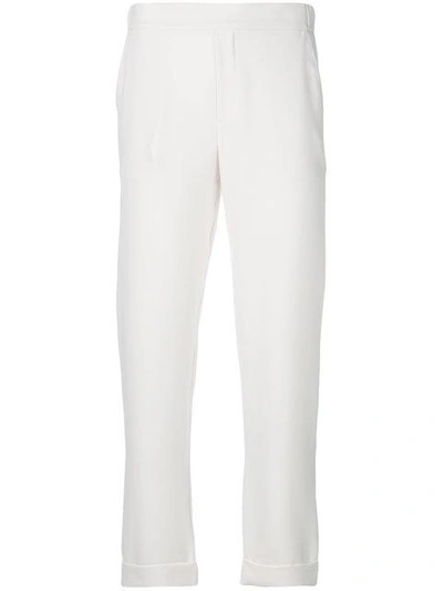 P.a.r.o.s.h Rolled Cropped Trousers In White